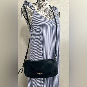 Elliot Lucca Woven Leather Black And. Silver Crossbody / Shoulder Bag